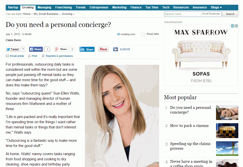 Do you need a personal concierge? | SMH July 2015